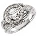 14Kt White Gold Vintage Style Diamond Engagement Ring (Center stone is not included)