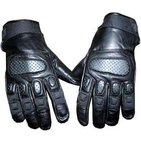 Womens Ladies Leather Motorcycle Protector Gloves L