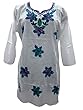 White Tunic Woolen Floral Embroidered Cotton Kurti XL