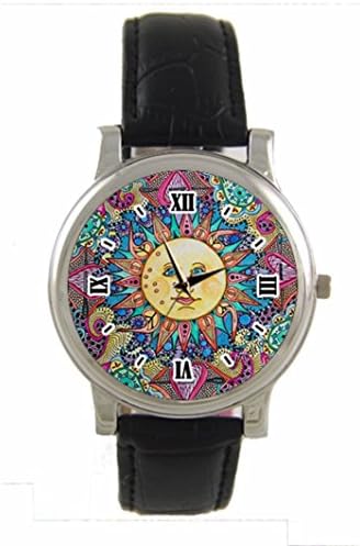Tie Dye Hippie Hippie Custom Diy Personalized Photo Analog Watch with Black Leather Perfect Gift