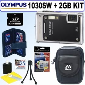 Olympus Stylus 1030SW 10.1MP Digital Camera (Black) + 2GB Accessory Kit by Olympus