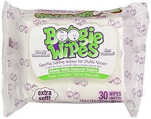 Boogie Wipes Gentle Saline for Stuffy Noses Simply Unscented - 30 Count, 3 Pack