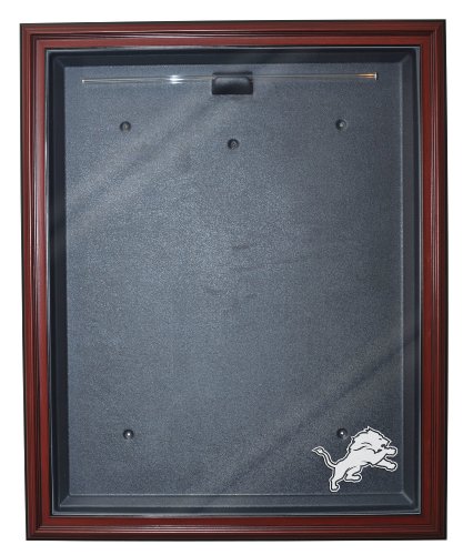 Detroit Lions Cabinet Style Jersey Display, Mahogany