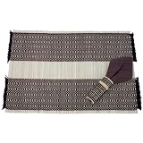 Set of 2 Handmade Natural Bamboo Weave And Brown Cotton Place Mats, Napkins And Napkin Holders