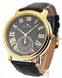 Swiss Watches:Mens Lucien Piccard Leather Gold Tone Watch 28162YL