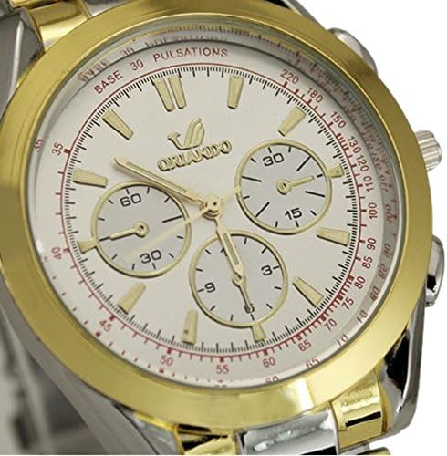 Cutebox Men's Gold Plated Two-Tone Automatic Multifunctional Chronograph Stainless Steel Casual Watches