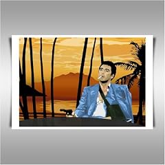 SCARFACE IN WHITE SUIT A2 Posterkunstdruck als Leinwandkopie, gerahmt