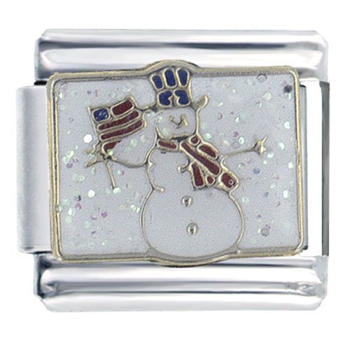 Usa Snowman Christmas Italian Charms Bracelet Link