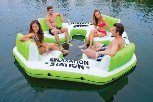 Intex Pacific Paradise Relaxation Station Water Lounge 4-Person River Tube Raft