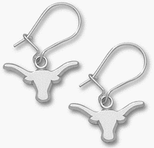 Texas Longhorns 1/4″ Solid “Longhorn” Dangle Earrings – 14KT White Gold Jewelry