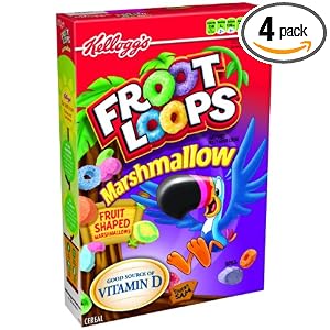 Kellogg’s Froot Loops Cereal, Marshmallow, 12.6-Ounce Boxes (Pack of 4)