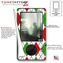 Microsoft &reg; Zune TM (Original 30 gig) Skin Argyle Red And Green WraptorSkinz TM Kit by TuneTattooz TM