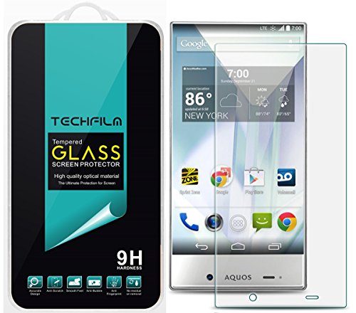 TechFilm®- Sharp Aquos Crystal [Tempered Glass] Screen Protector, Premium Ballistic Glass Round Edge [0.3mm] Ultra-Clear Anti-Scratch, Anti-Fingerprint, Bubble Free, Maximum Screen Protection from Bumps, Drops, Scrapes, and Marks [1 Pack]- Retail Packaging