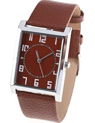 Orient Idea Ori-0249E Rectangle Case Unisex Quartz Wristwatch Analog Timepiece with Leatherette Band - Brown
