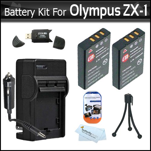 2 Pack Battery And Charger Kit For Olympus XZ-1 SZ-10 SZ-20 SZ-30MR SP-800UZ SP-810UZ SZ-11 Digital Camera Includes 2 Extended (1000maH) Replacement LI-50B Batteries + AC/DC Charger + LCD Screen Protectors + Tabletop Tripod + USB 2.0 SD Reader + More