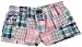  : Madras Blue and Pink Patchwork Hand Sewn Cotton Girl Boxers Mini Itty Bitty Shorts 1" Inseam, Covered elastic waist, 100% cotton, available in 5 adult sizes