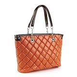 Quilted Fashion Shoulder / Shopping Bag Orange & Brown