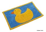 Homescapes Rubber Duck Bath Mat, 45 X 75 cm, 1400 GSM rug in 100% Cotton, Non Slip Spray Back, Washable at Home