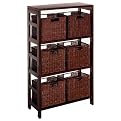 3-Tier Storage Shelf with 6 Baskets - Espresso