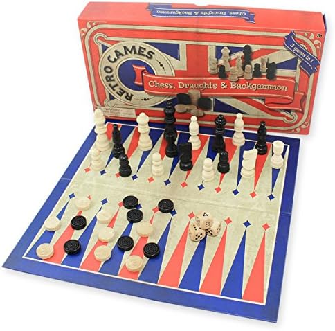 Retro Games Chess, Draughts &amp; Backgammon Board Game Set