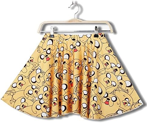 LoveLiness Womens Adventure Time Digital Print Pleated Skirt (One Size, Yellow)