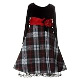 Little Girls Clothing Christmas Holiday VELOUR PLAID Dress BONNIE JEAN Girl 4-6x