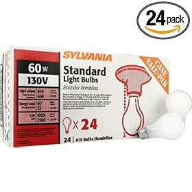 SYLVANIA 10489 60-Watt 130-Volt A19 Household Bulb, 24 Pack 60A CVP, 24PK