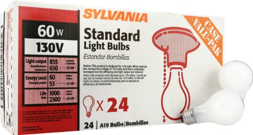 SYLVANIA 10489 60-Watt 130-Volt A19 Household Bulb, 24 Pack 60A CVP, 24PK