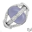 FPJ Stunning High quality Ring With 7.05ctw Precious Stones - Genuine Clean Diamonds and Chalcedony in 14K White Gold. Total item weight 7.2g (Size 7)