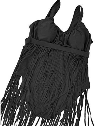 CIANE Sexy Women Plus Size Fringe One Piece Monokinis Bikini Set Swimwear Swimsuit (xxl, black)