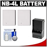 (2) Power2000 NB-4L Rechargeable Batteries with Charger + Cleaning Kit for  ....