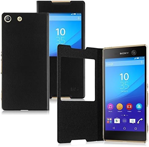 Luxury Flip Leather Window View Case Cover For Sony Xperia M5 E5603/E5606/E5653 Black