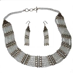 Neckalce Earring Bracelet Sterling Silver Crystal Jewelry (gnklcs382)
