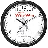 Habit 4 - Think Win-Win (English Text) - Wall Clock from THE 7 HABITS - CLOCK COLLECTION by WatchBuddy Timepieces (Hunter Green Frame)