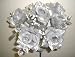Set of 4 SILVER Open Rose Silk Flower Bouquets Wedding