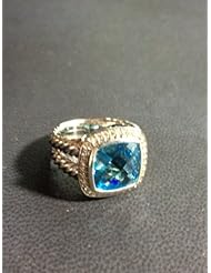 Single Detail Page Misc: David Yurman 11mm Blue Topaz Albion Ring - David Yurman