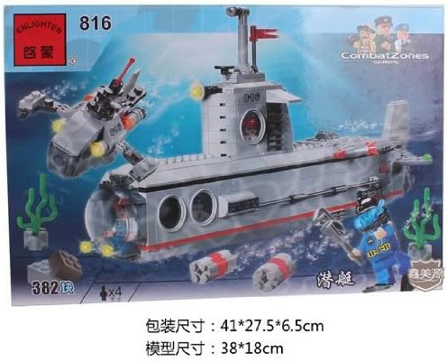 No.816 Submarine Enlighten Building Block Set,3d Construction Brick Toys, Educational Block Toy for Children