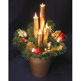Christmas Flower Pot with 4 Candles and Gingerbread Decoration