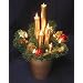 Christmas Flower Pot with 4 Candles and Gingerbread Decoration