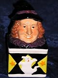 HOLIDAY SPIRIT WICKED WITCH HALLOWEEN MAGIC OLD WORLD CRONE TRADITIONAL HAUNTED GHOST CERAMIC COLLECTOR TRINKET STASH and JEWELRY RING BOX