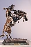 Frederic Remington Solid Bronze Bronco Buster Statue Sculpture - Medium Size