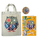 Owl mini cotton gift bag plus pocket mirror and greeting card