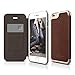 elago® [Leather Flip[Brown/Champagne Gold] - [Card Slot][Screen Protection][Premium Hybrid Construction] – for iPhone 6/6S Plus