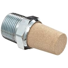 Parker EM75 EM Series Sintered Bronze Muffler/Filter, 3/4" NPT Male, 1-1/6" Hex Size, 250 psi