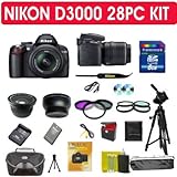 Nikon D3000 SLR Digital Camera 28pcs KIT with Nikon 18-55mm Vr Lens