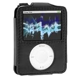 Premium Apple iPod Nano 3rd Generation 4GB 8GB Forza Black Leather Case with Belt Clip
