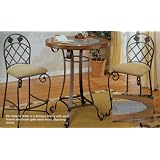 3pc Cherry and Brushed Gold Finish Metal Bar Table 2 Stool Set by visiondecor Furniture
