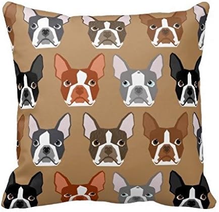 Boston Terrier Faces Dog 18*18 inch Pillow Case Cute Boston Throw 18*18 inch Pillow Case
