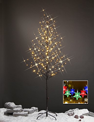 Lightshare™ NEW 6Ft 240L LED Star Light Tree,+Free Gift:10L LED Star Twinkling(RGB)Decoration Light,Home/Festival/Party/Christmas,Indoor and Outdoor Use,Warm White