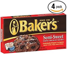 Baker's Semi-Sweet Baking Chocolate Squares, 8-Ounce Boxes (Pack of 4)